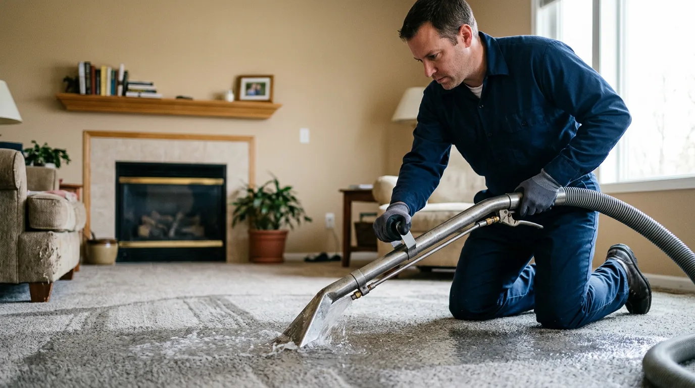 Water damage restoration technician working near Darfur, MN
